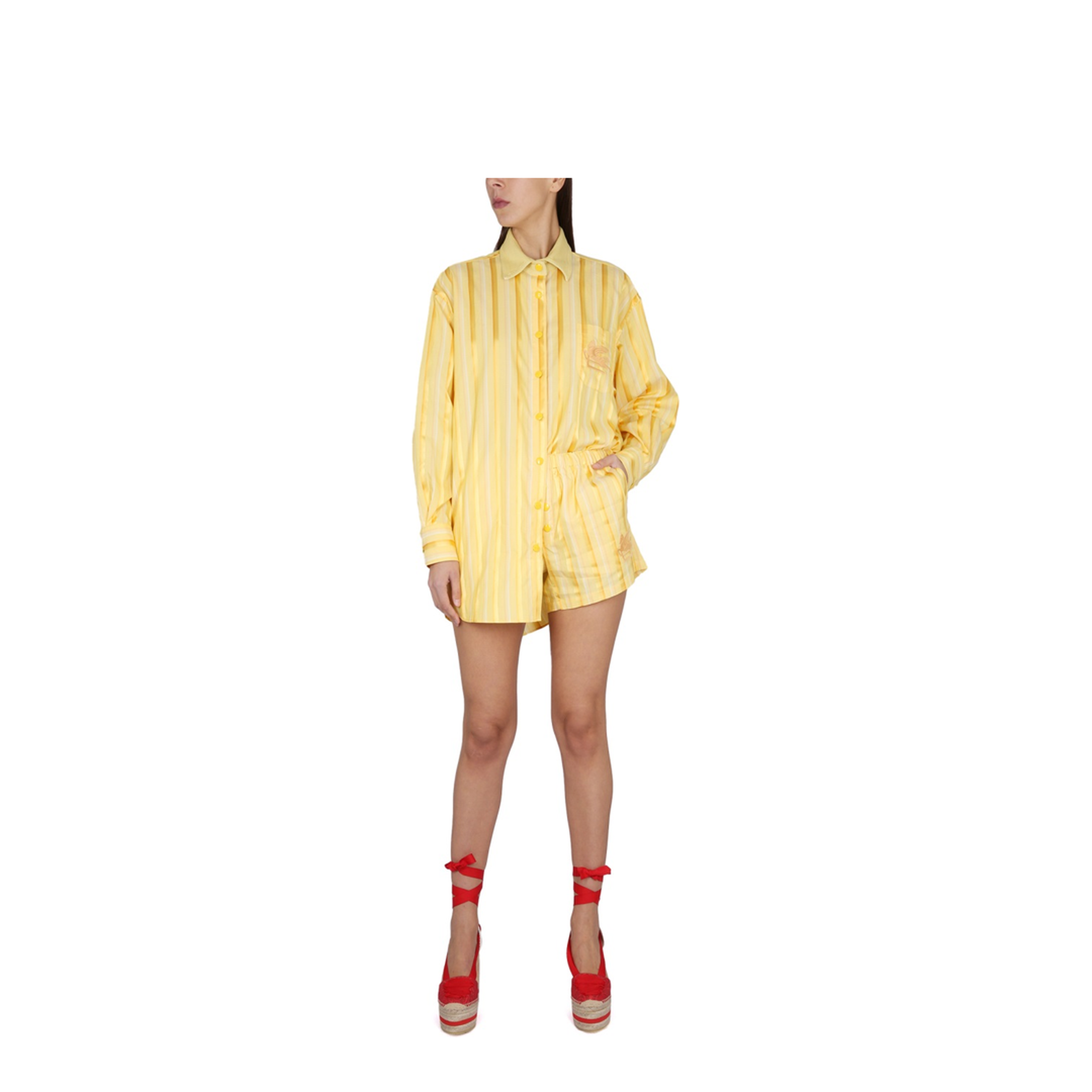 Striped Shirt Dress - Yellow - Image 2