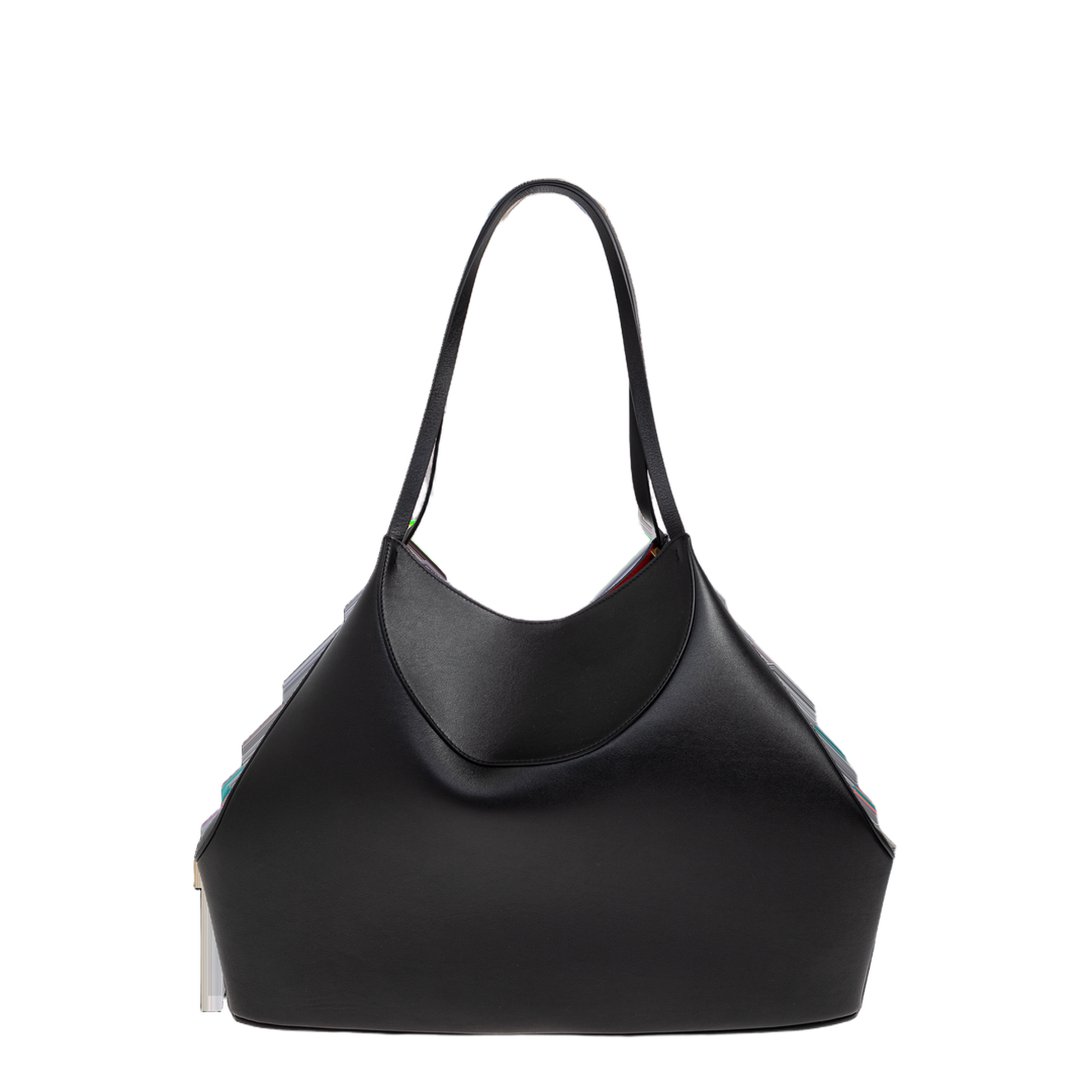 Leather Medium Facet Tote Bag - Black - Image 4