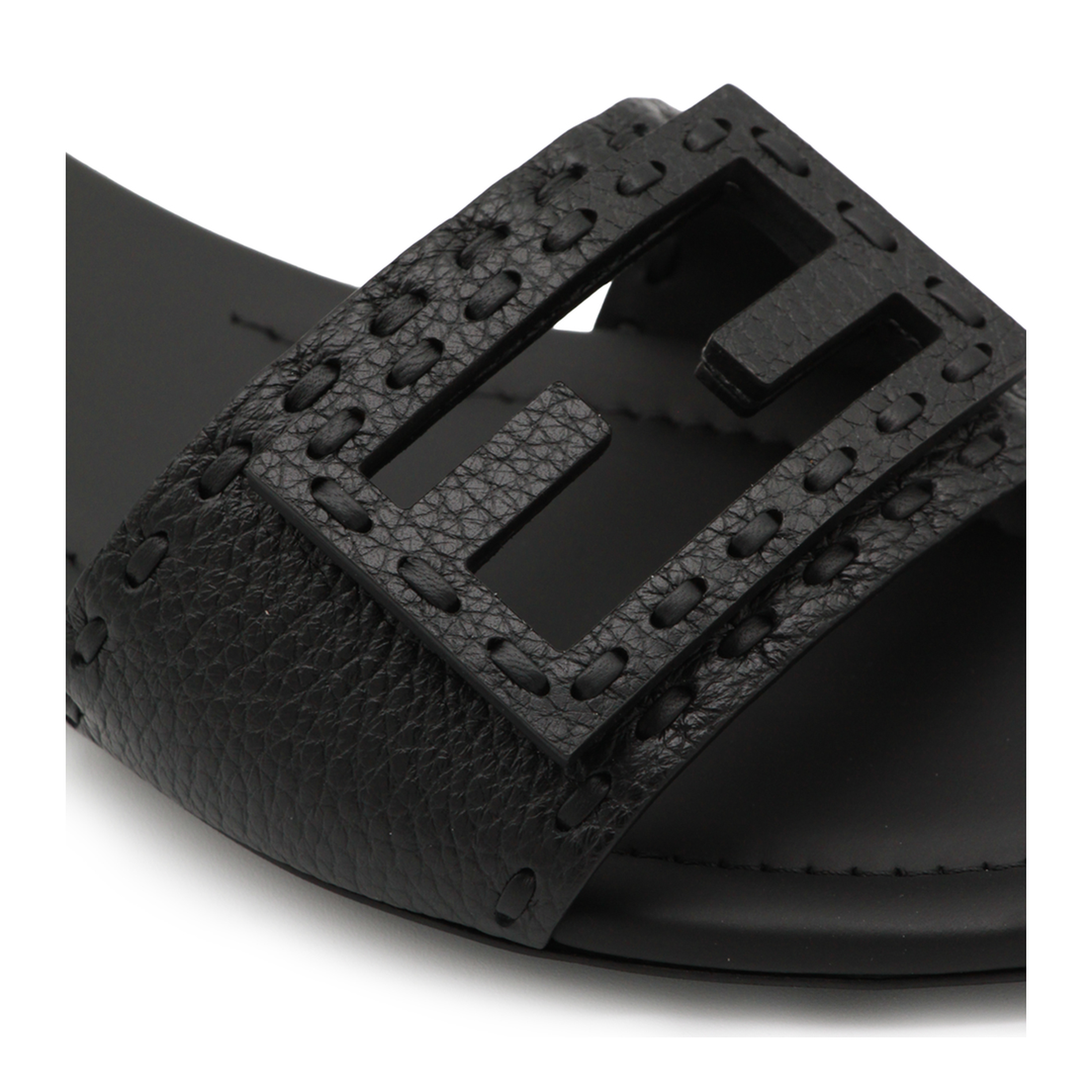 Black Leather Baguette Slides - Image 7