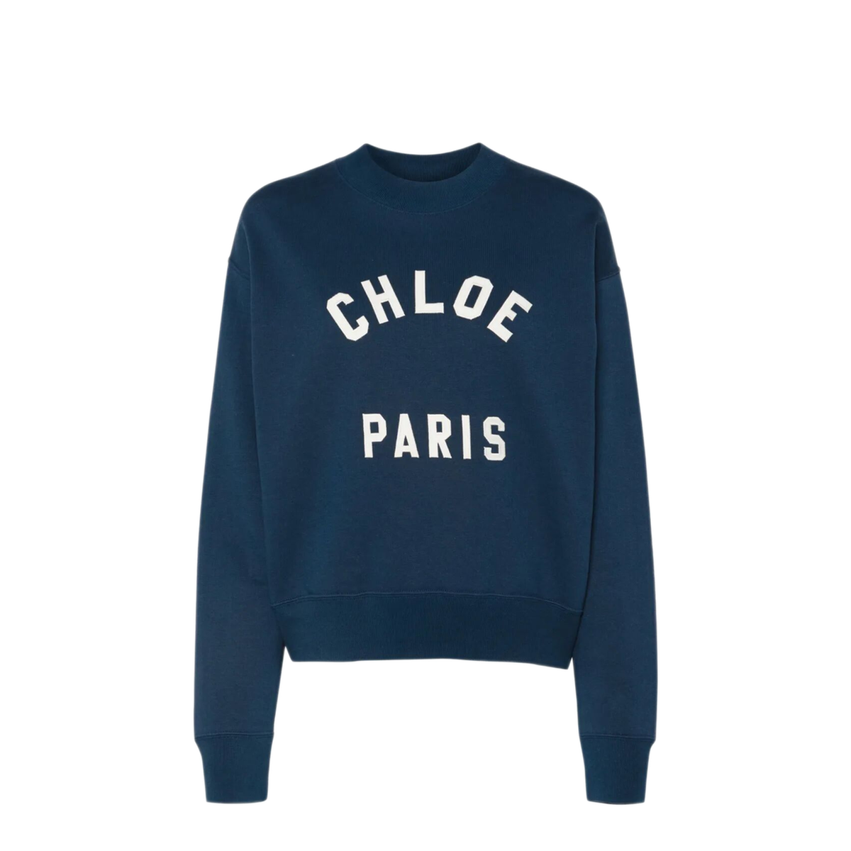 Mock-neck logo sweater in cotton fleece - Image 1