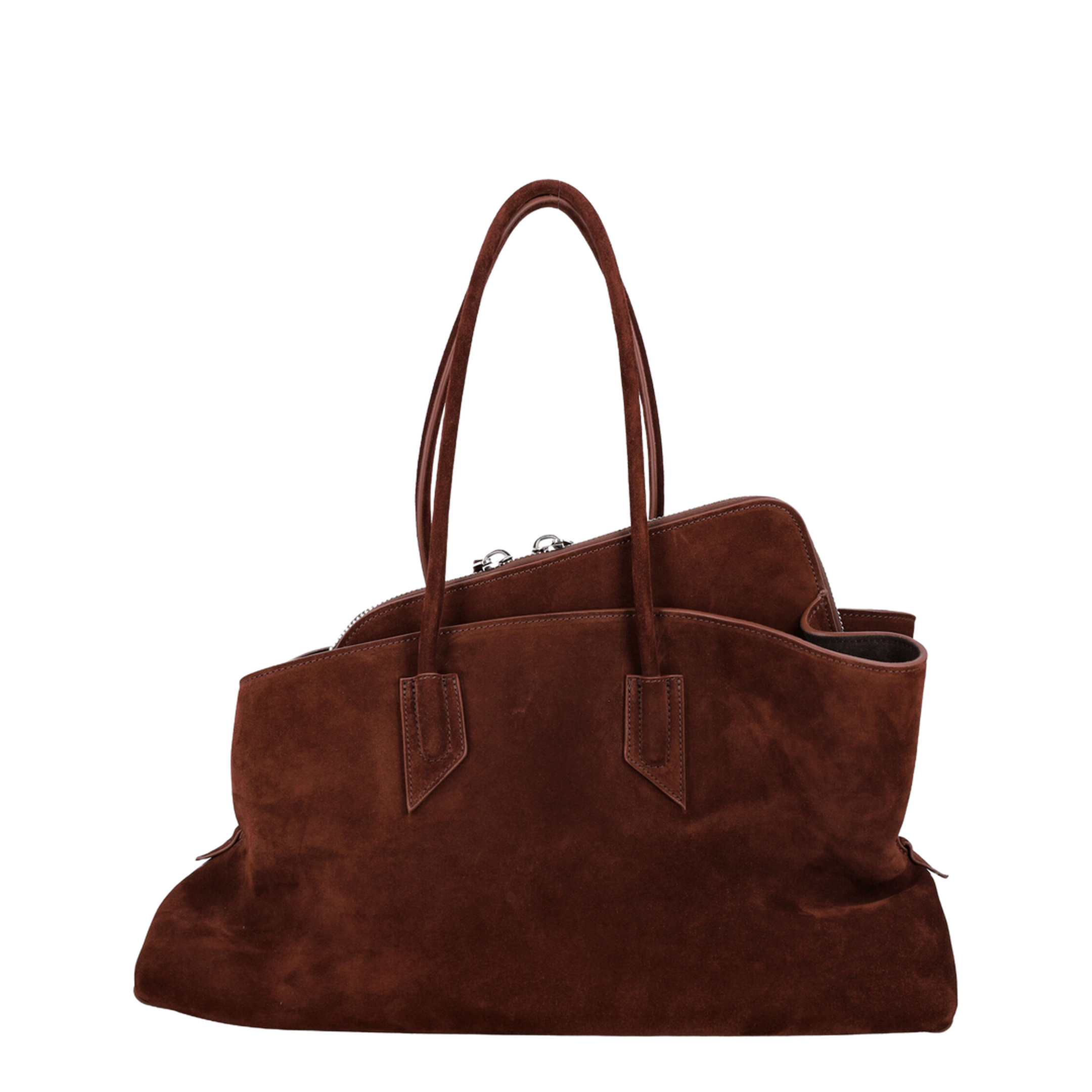 La Passeggiata Medium Suede Top Handle Bag - Light Chocolate - Image 4