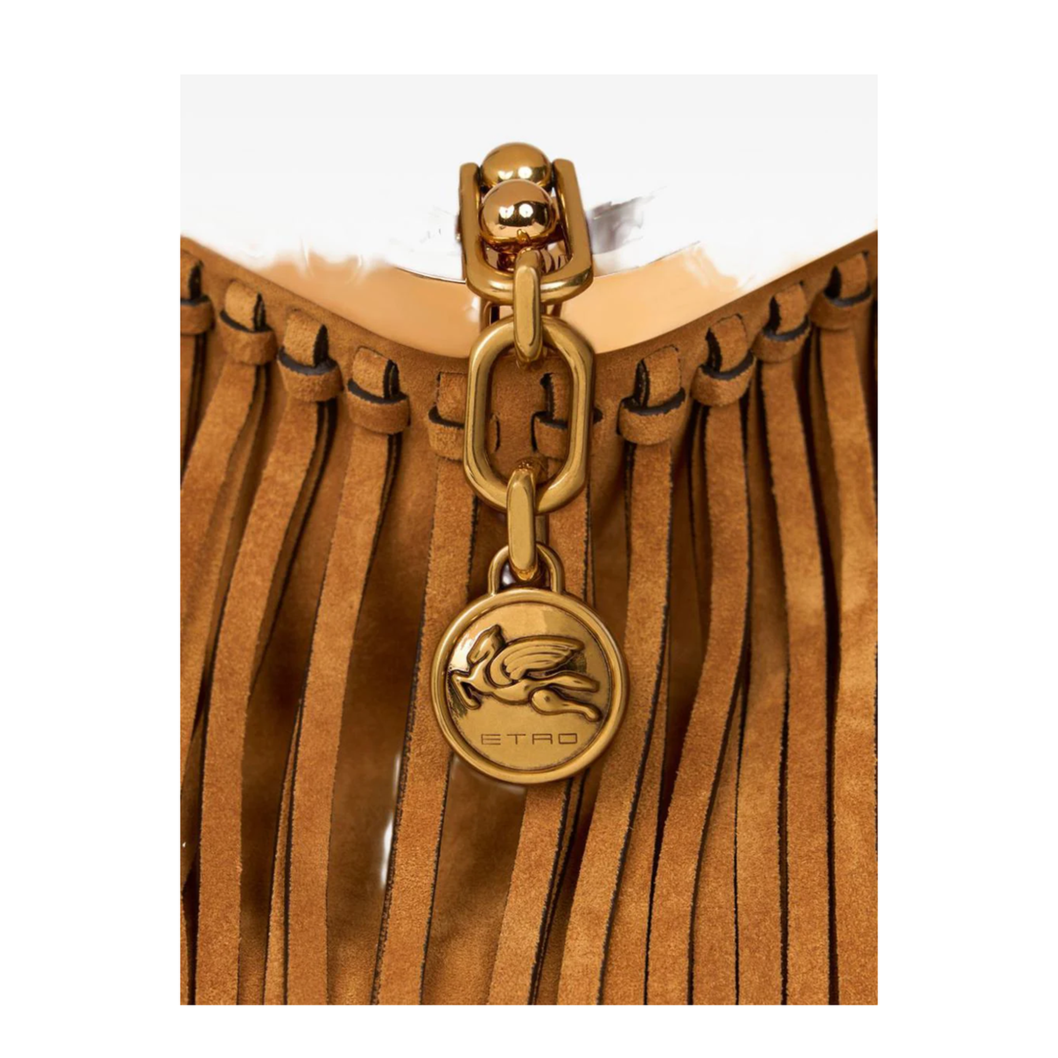 Medium Suede Vela Bag with Fringing - Image 4