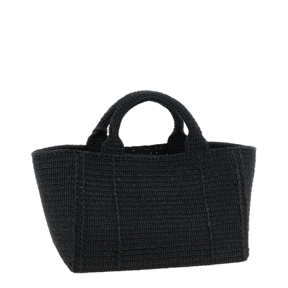 Crochet Large Raffia Tote Bags - Black - Image 2