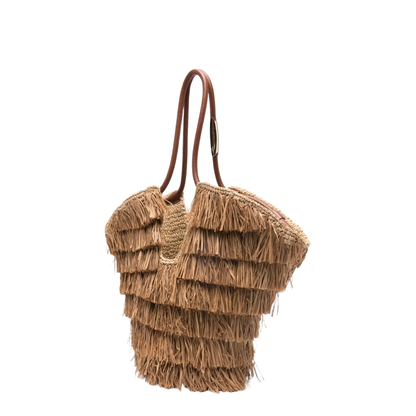 Goldentime Medium Fringed Tote Bag - Brown - Image 5