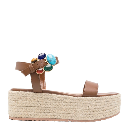 Leather Brown Platform Sandals - Image 1