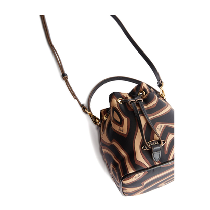 Mini Nylon Bucket Bag - Black and Gold - Image 3