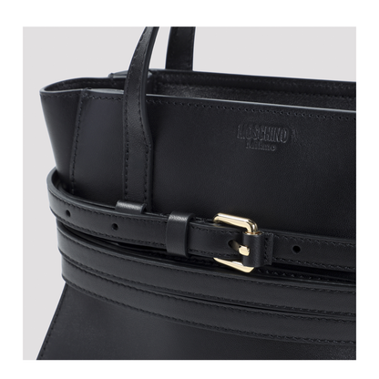 Small Calf Leather Tote - Black - Image 5