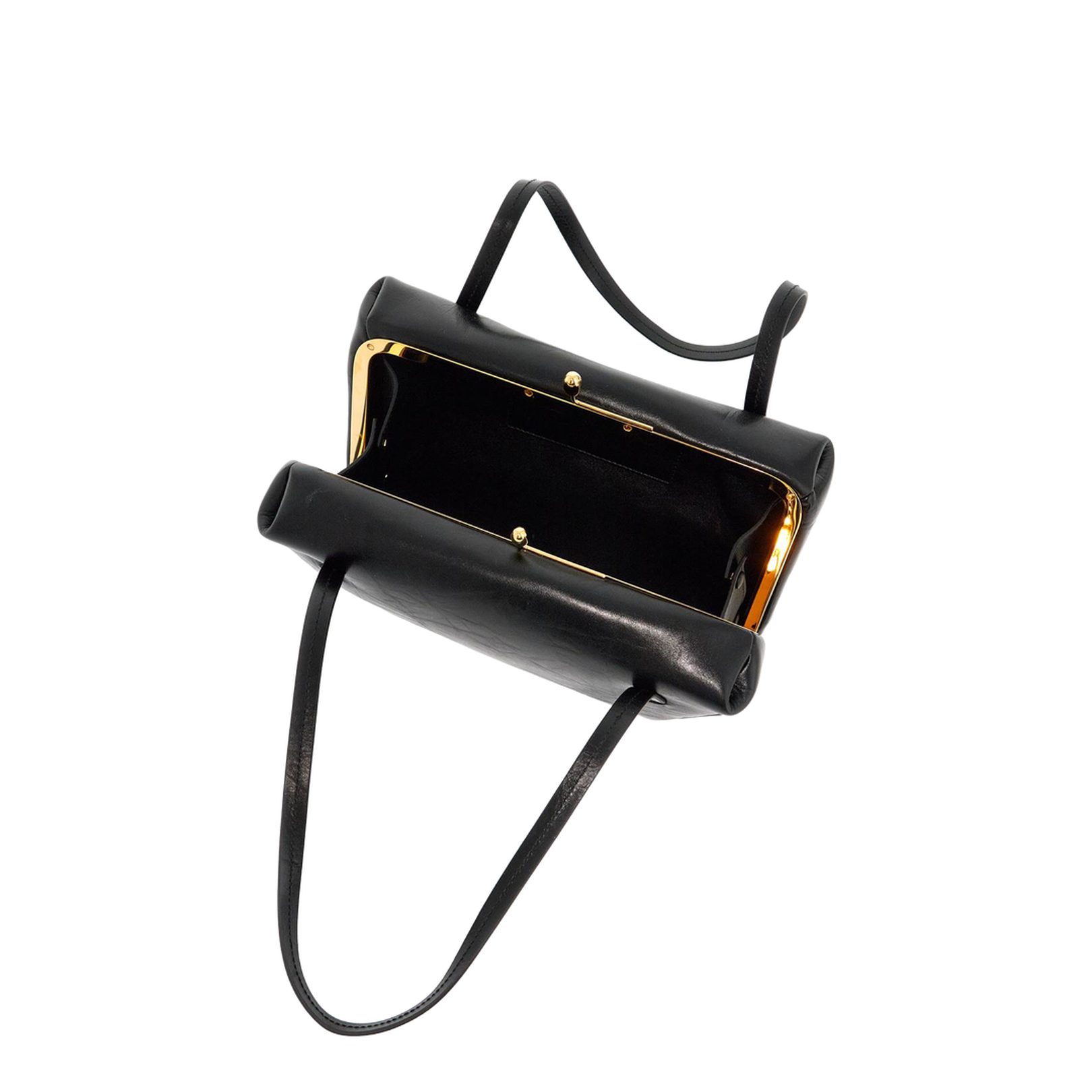 Black Leather Goji Pillow Handbag - Image 3