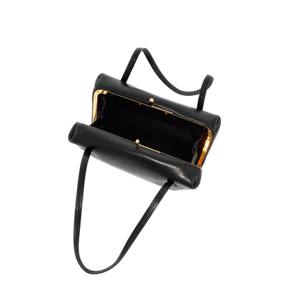 Black Leather Goji Pillow Handbag - Image 3