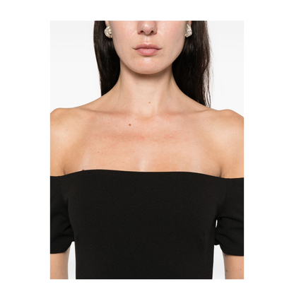 Black Long Dress With Off-The-Shoulder Design - Image 2