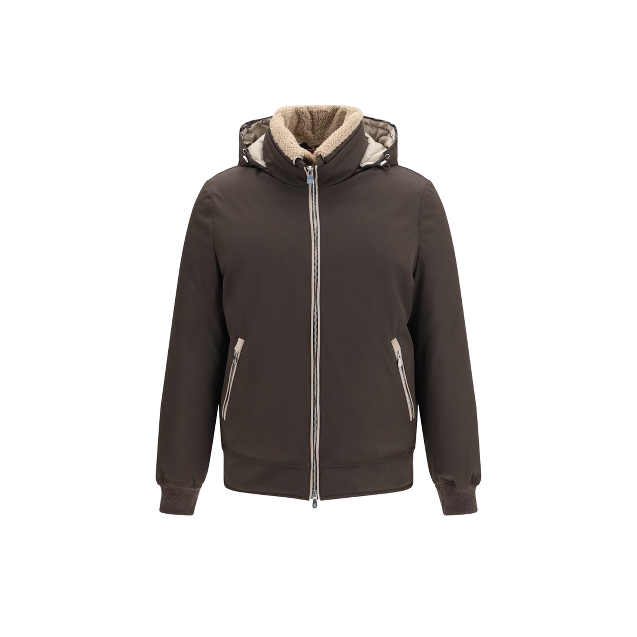 Nylon Down Jacket with Removable Hood - Image 1