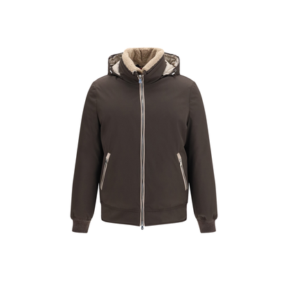 Nylon Down Jacket with Removable Hood - Image 1