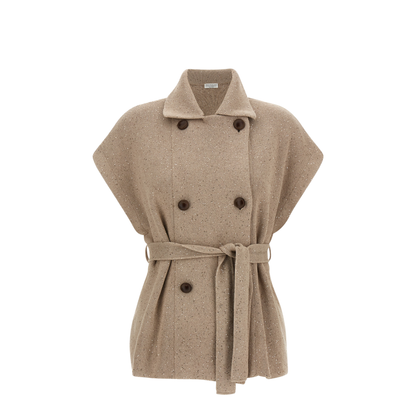 Double-Breasted Cotton Coat - Beige - Image 1