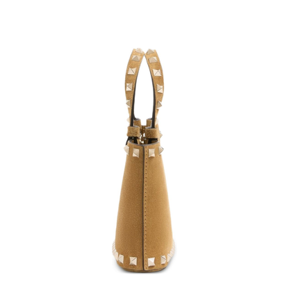 Rockstud Mini Suede Leather Shopping Bag - Warm Brown - Image 5