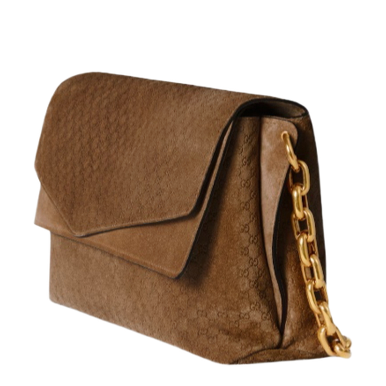 Large Shoulder Bag GG Suede Brown - Image 2