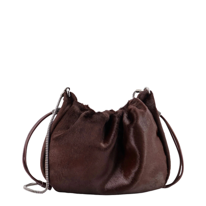Chain Shoulder Bag with Drawstring Closure and Internal Pocket - Image 1