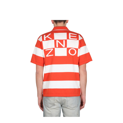 Orange Striped Cotton Polo Shirt - Image 3
