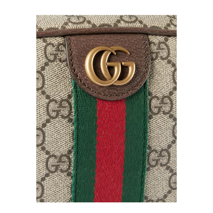 Ophidia Medium GG Supreme Coated Canvas Crossbody - Beige and Dark Brown - Image 2