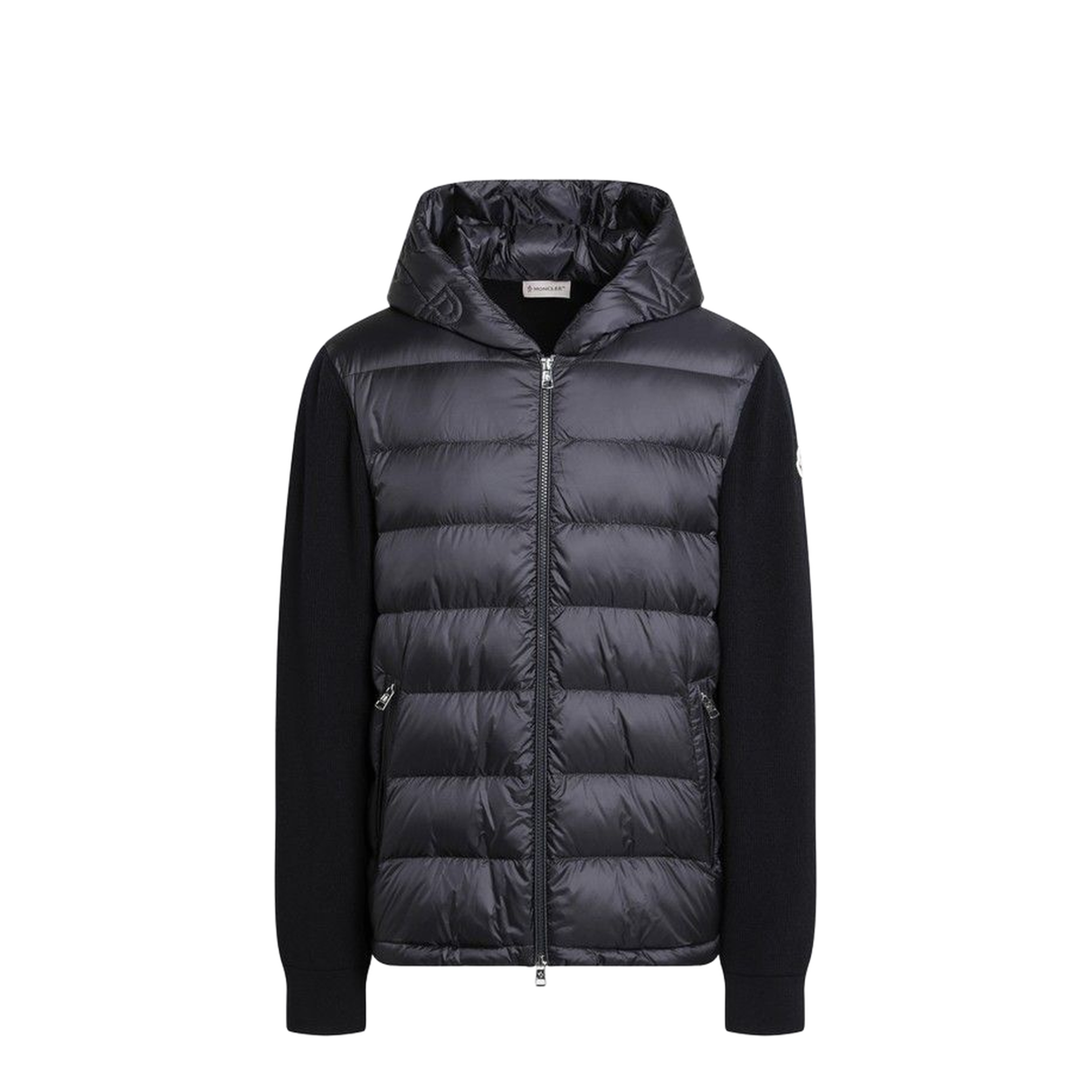 Regular Fit Down Padded Virgin Wool Zip Cardigan - Image 1