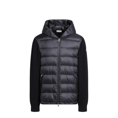 Regular Fit Down Padded Virgin Wool Zip Cardigan - Image 1