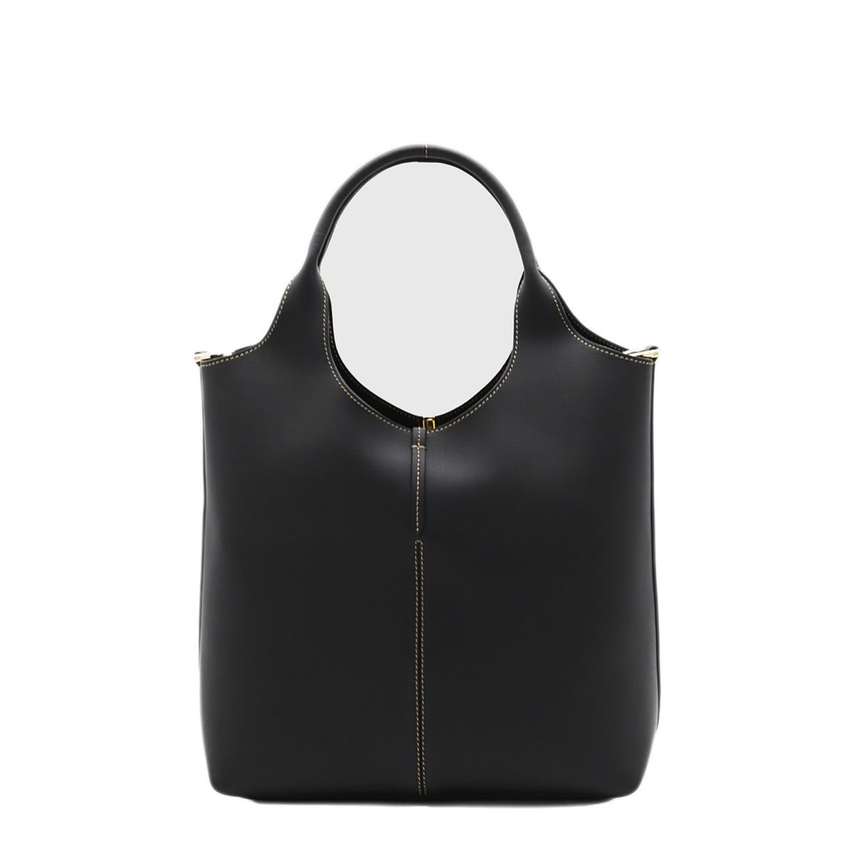 Small Calf Leather Tote - Black - Image 4