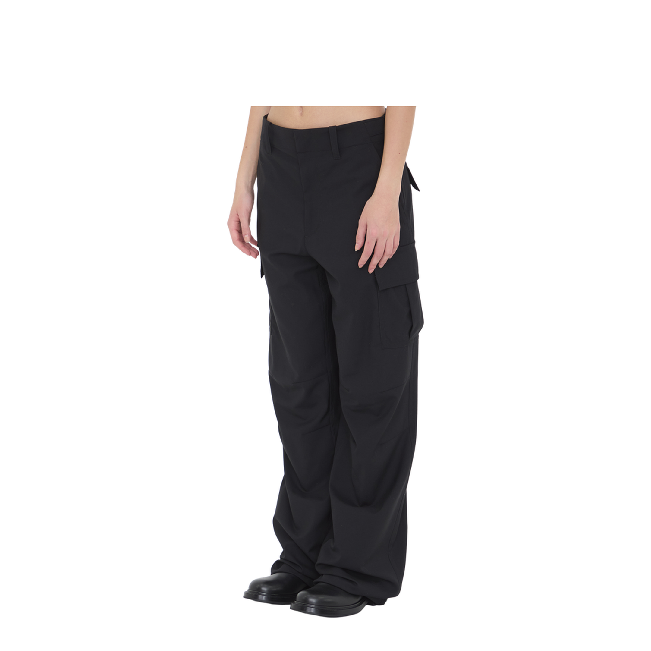 Fine Wool Cargo Pants In Black - Image 2