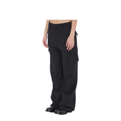 Fine Wool Cargo Pants In Black - Image 2