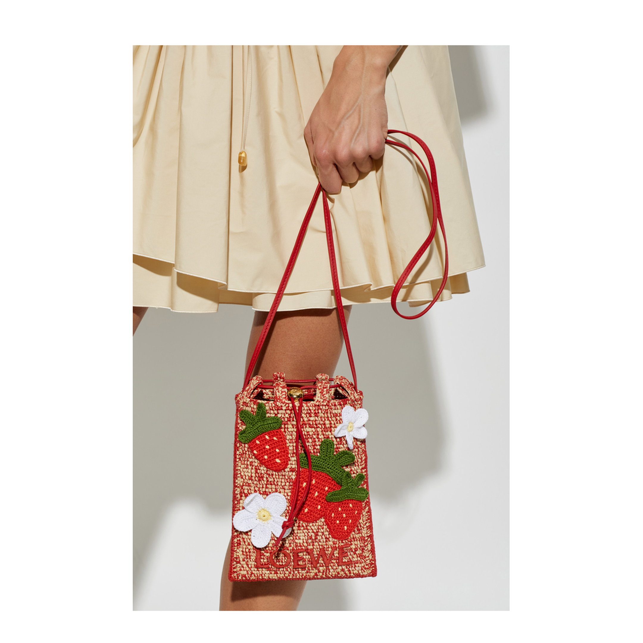 Medium Raffia Drawstring Pocket - Multicolor Red - Image 2