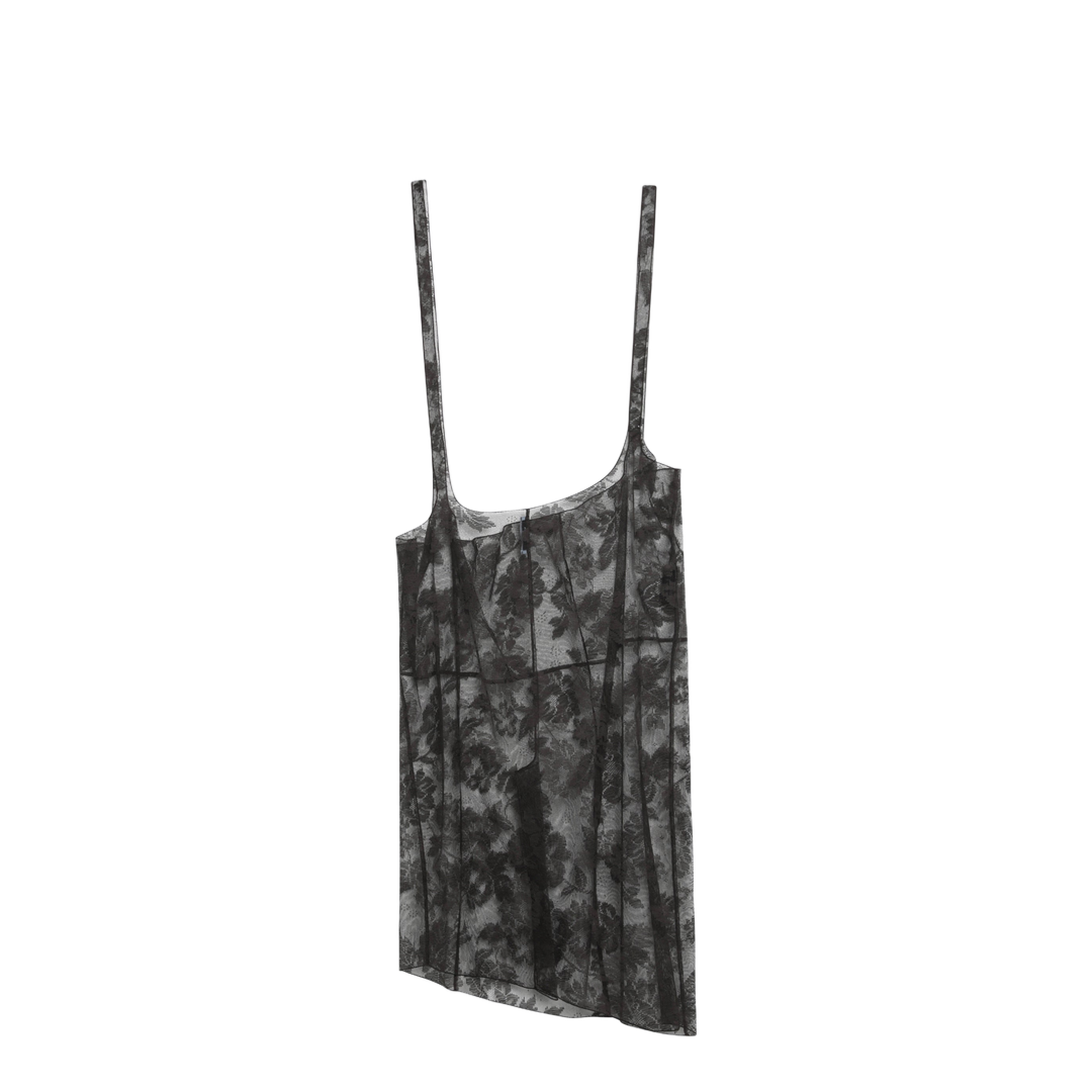 Brown Chantilly Lace Midi Skirt with Straps - Image 2