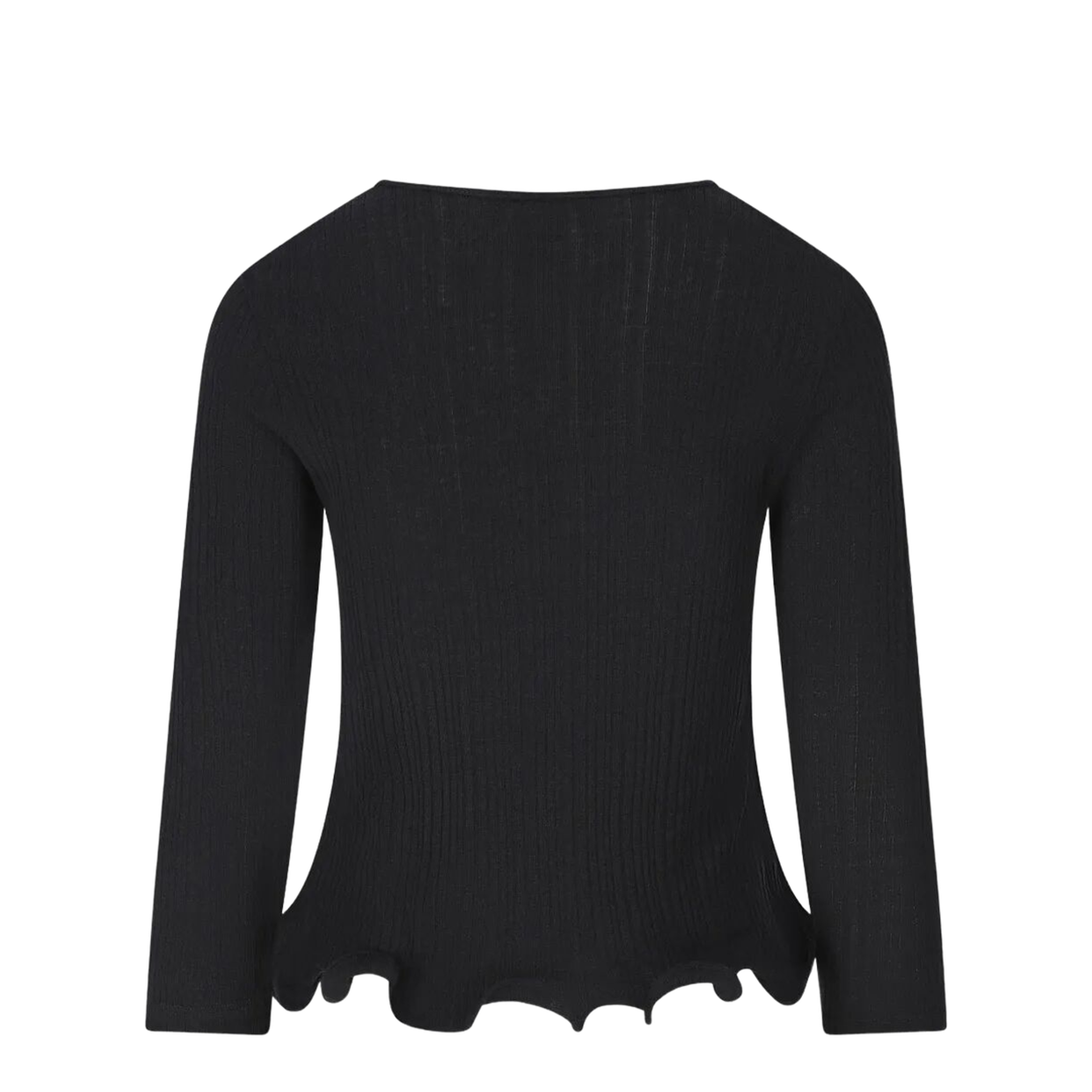 V-Neck Ribbed Top with Ruffles - Image 2