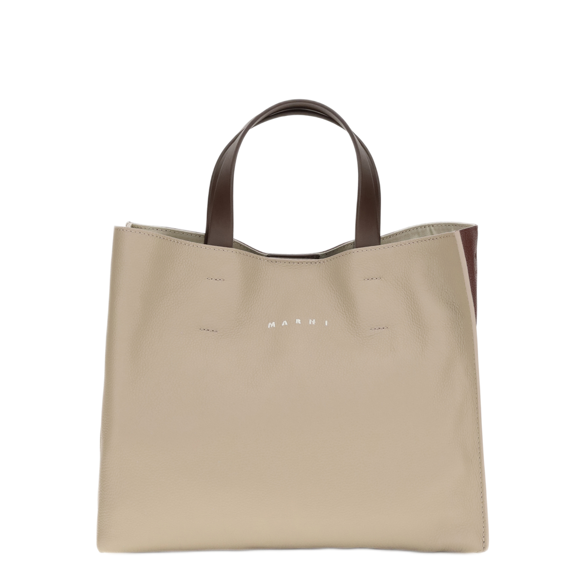 Museo Soft Calf Leather Tote - Moon Stone/Dark Burgundy/Coffee - Image 1