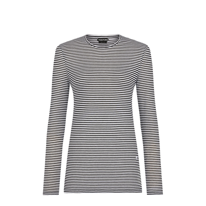 Long-Sleeved Striped T-Shirt with Tonal Embroidered Logo - Image 1