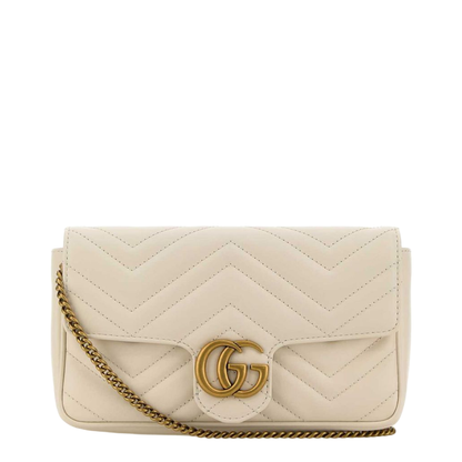 GG Marmont Small Matelassé Chevron Leather Shoulder Bag - White - Image 1