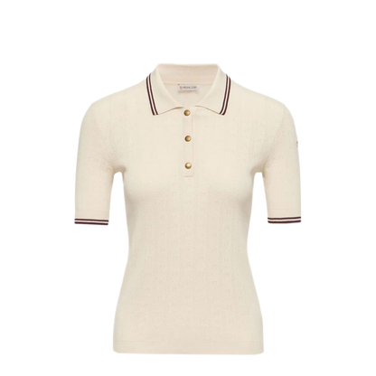 Rhombus and Logo Pattern Cotton Polo Shirt - Image 1