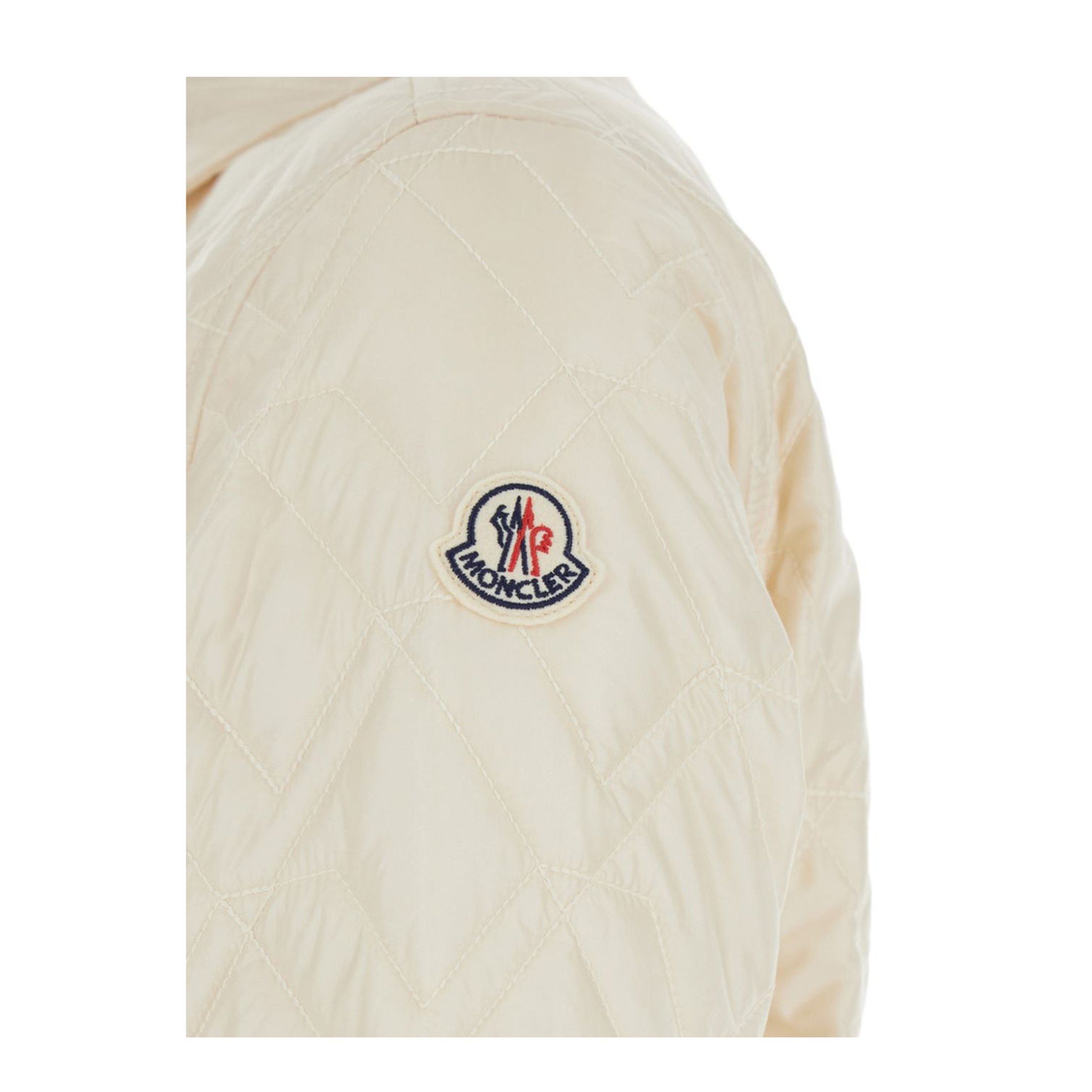 White Ivory Diamond Quilted Padded Shirt Jacket - Image 2