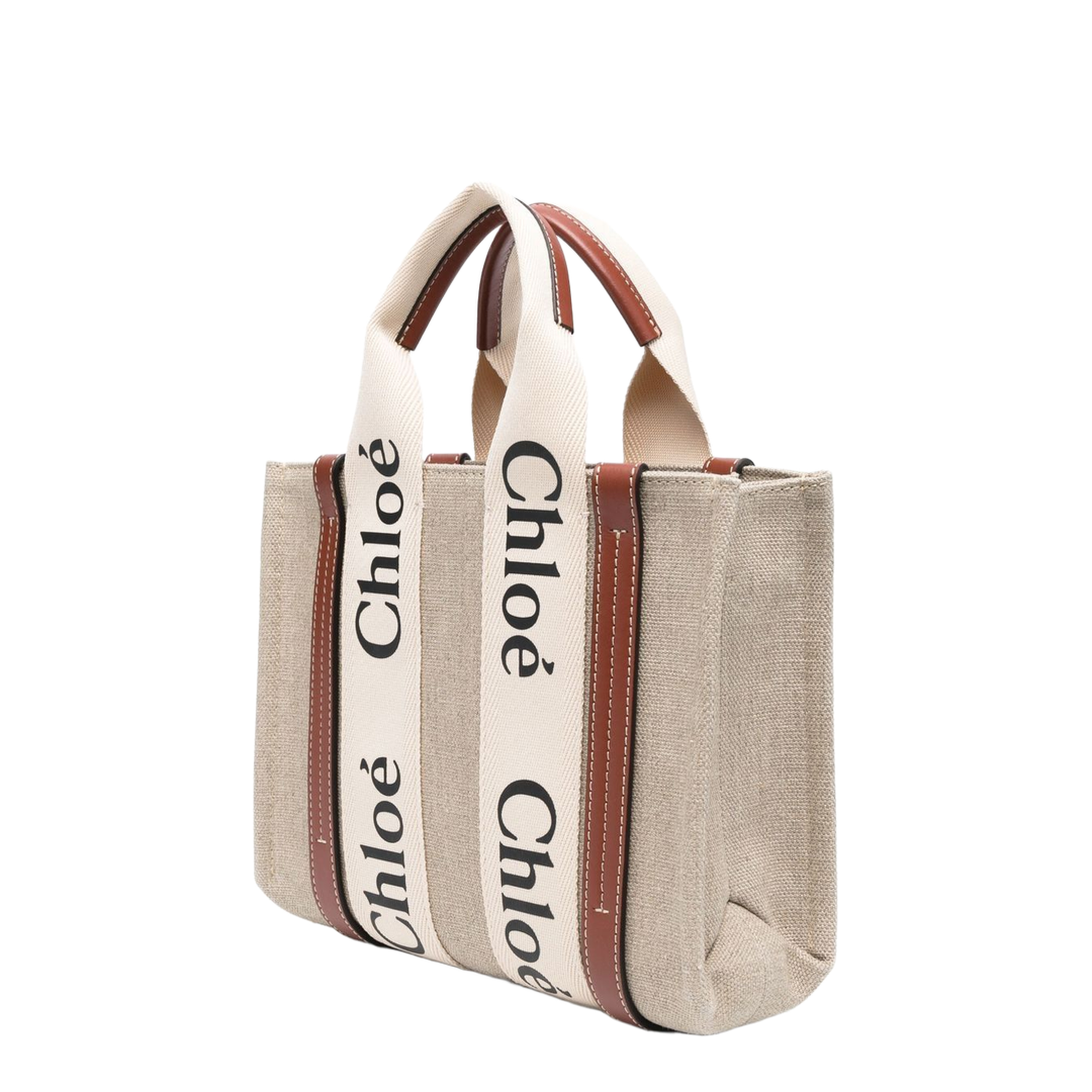 Woody Small Linen Canvas Tote - Marrón - Image 4