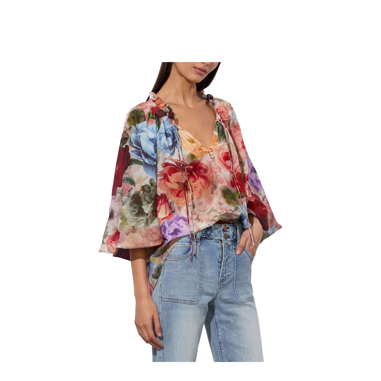 Norah Peasant Blouse In Storm Floral - Image 3