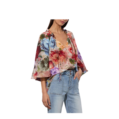 Norah Peasant Blouse In Storm Floral - Image 3