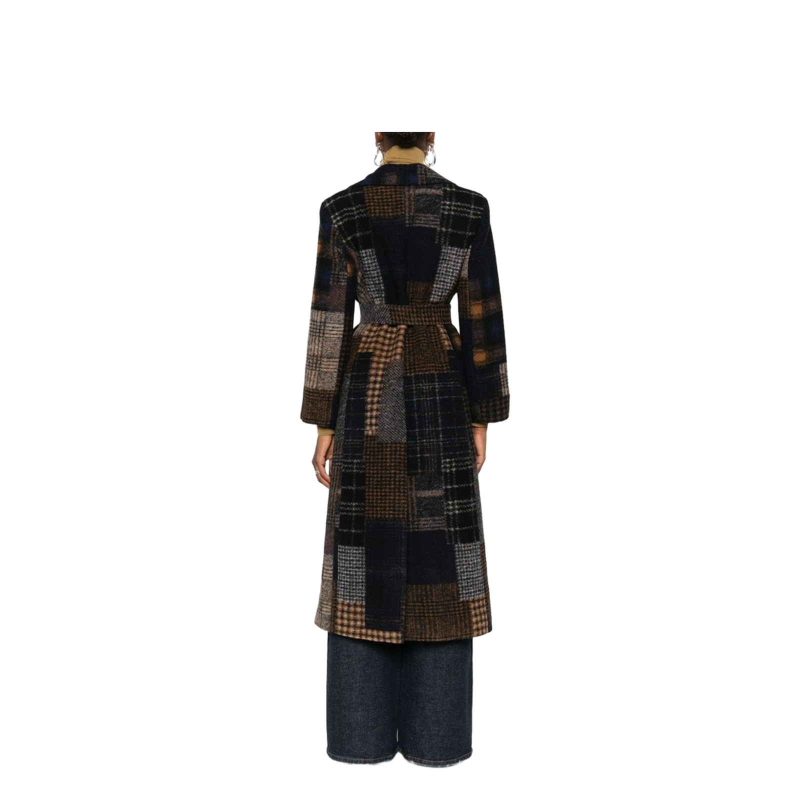 Patchwork Design Wool Coat - Image 3