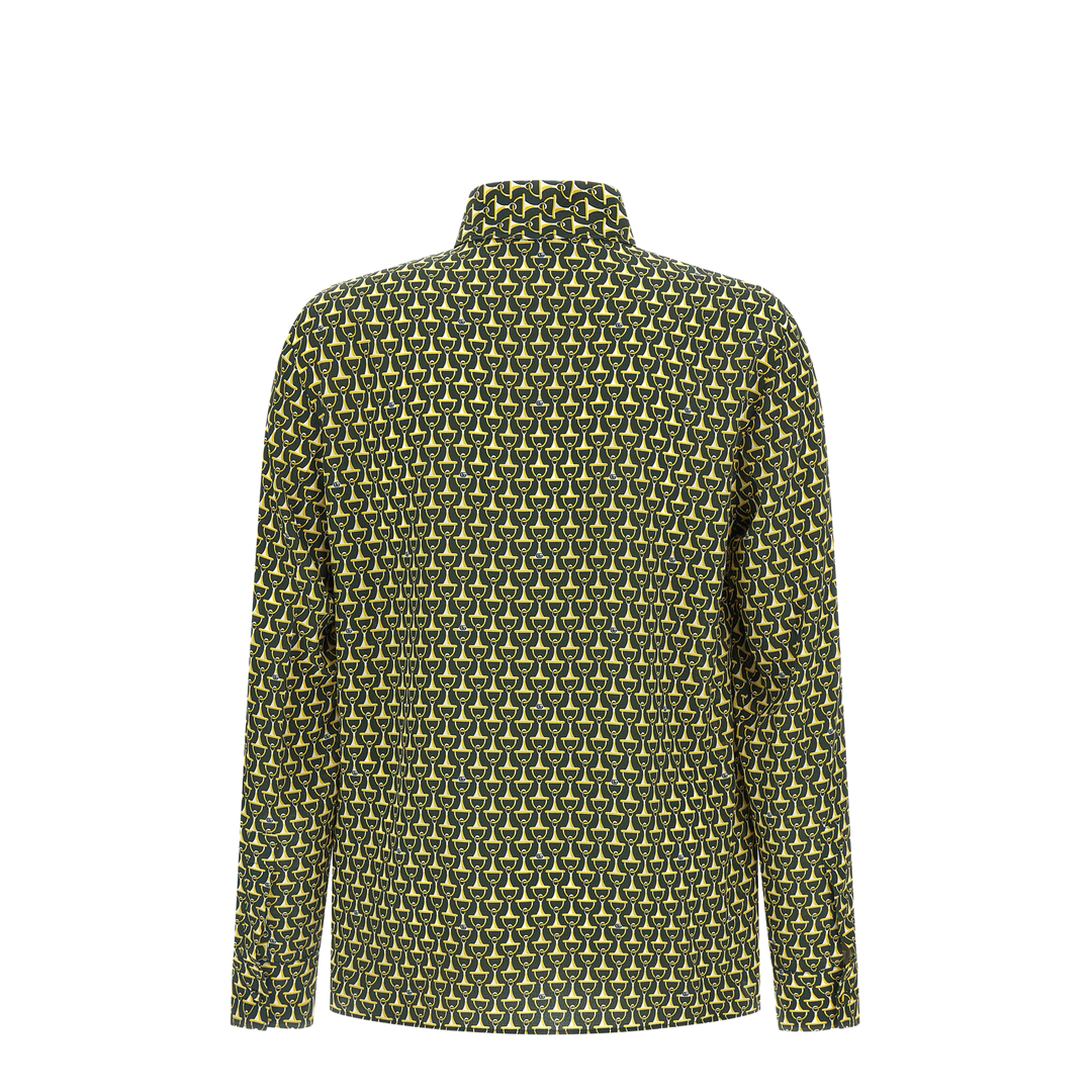 Crêpe de Chine Silk Shirt in Dark Green and Gold - Image 2