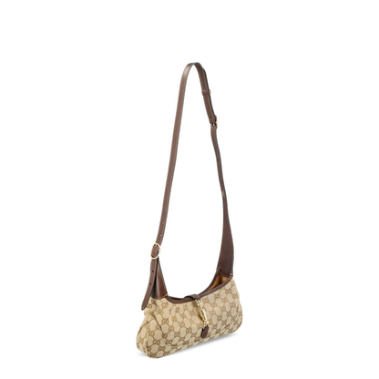 Jackie Slim Medium GG Canvas Shoulder Bag - Sand and Dark Brown - Image 3