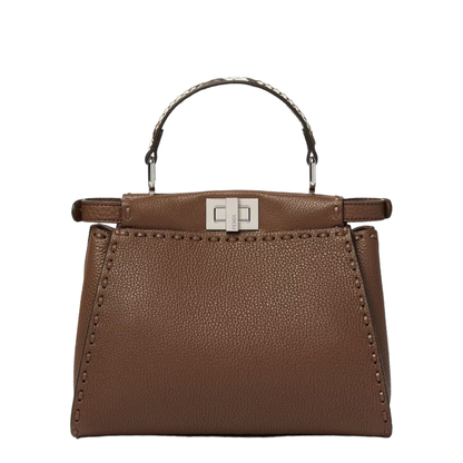 Peekaboo Mini Calfskin Top-Handle Bag - Hazelnut - Image 5