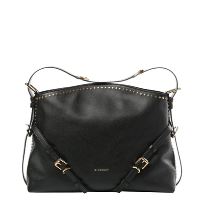 Voyou Studded Buckle Medium Shoulder Bag - Black - Image 1