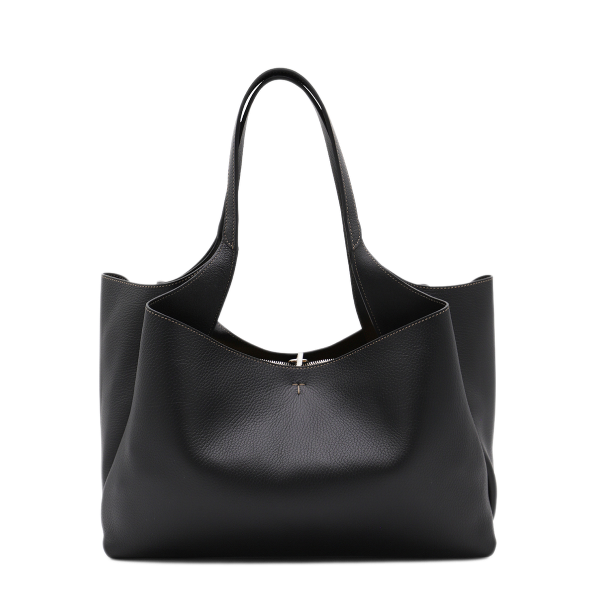 T Timeless Medium Hammered Leather Tote - Black - Image 5