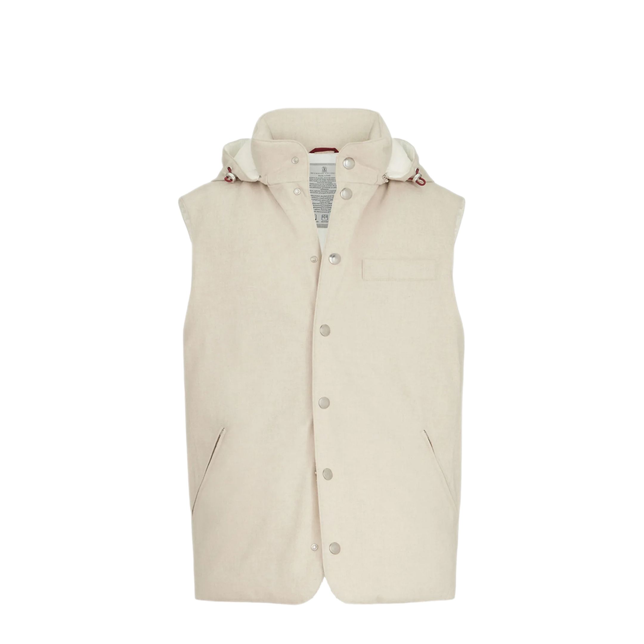 Bonded Wool Flannel Down Vest With Detachable Hood - Image 1