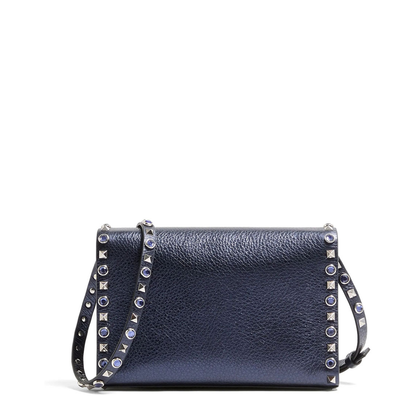 Rockstud Small Laminated Calfskin Shoulder Bag - Navy - Image 3