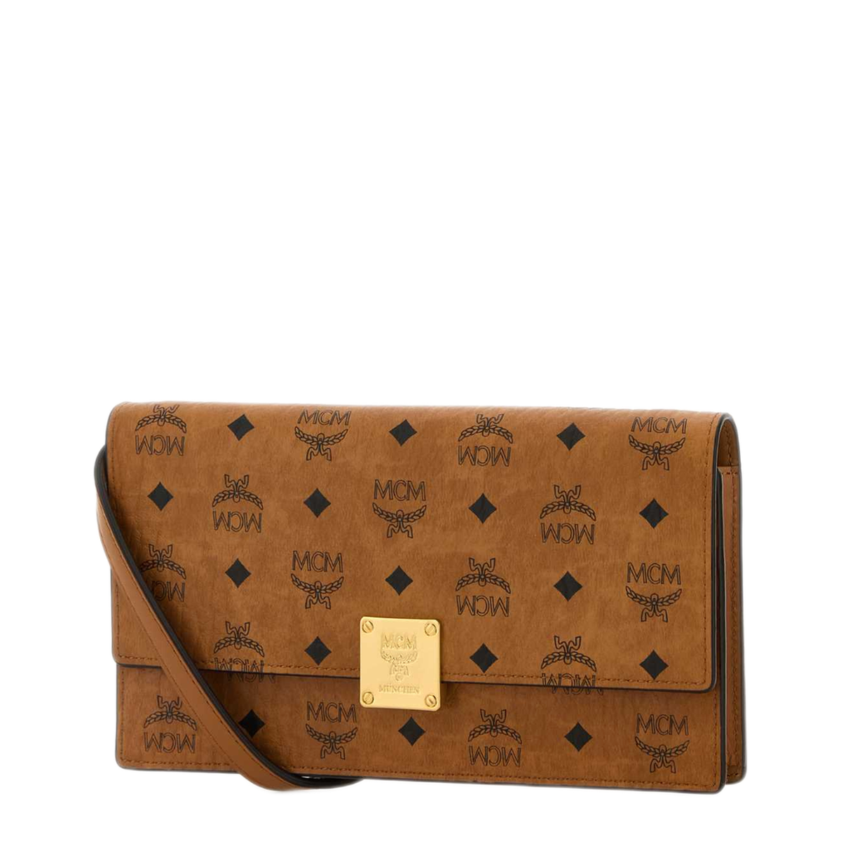 MCM Aren Visetos Crossbody Wallet With Detachable Strap in Cognac - Image 2
