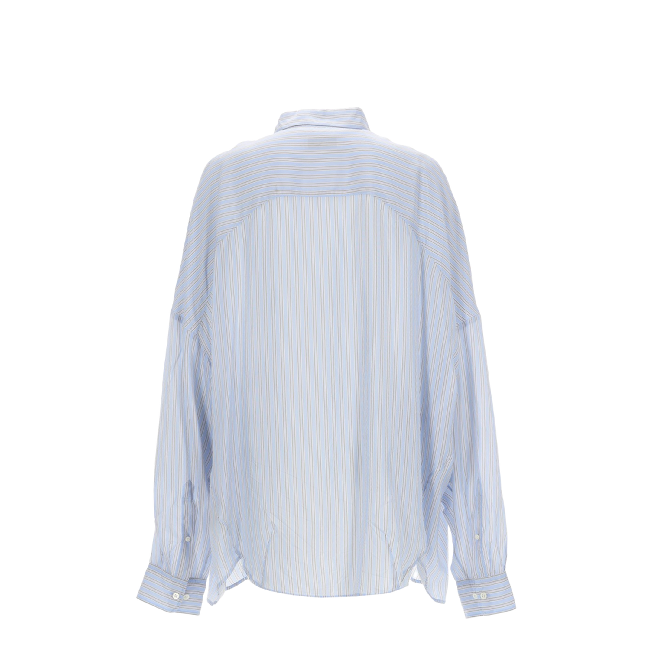 Light Blue Striped Oversized Cupro Shirt - Image 3