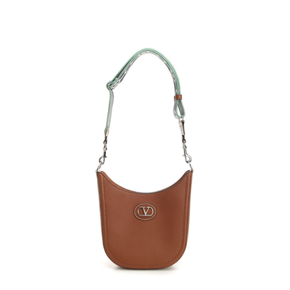 Caramel Leather Vlogo Signature Shoulder Bag - Image 3