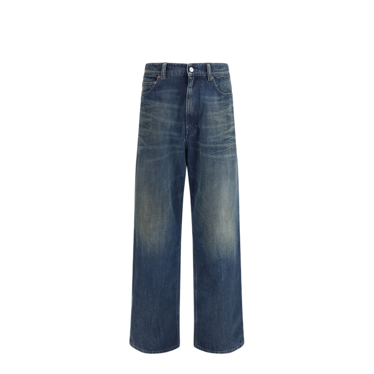 Wide Blue Washed Denim Jeans - Image 1